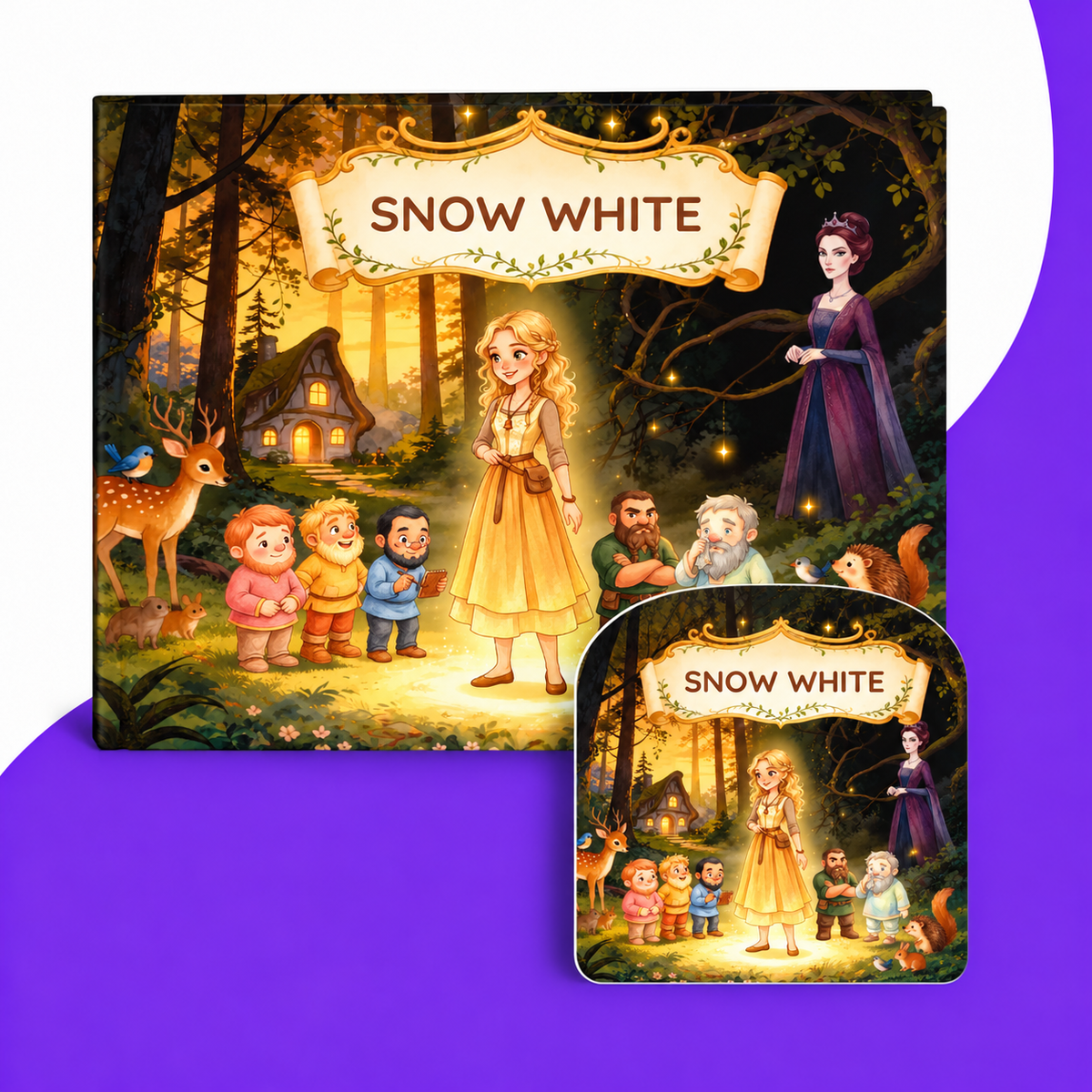 Snow White hardcover storybook and character card